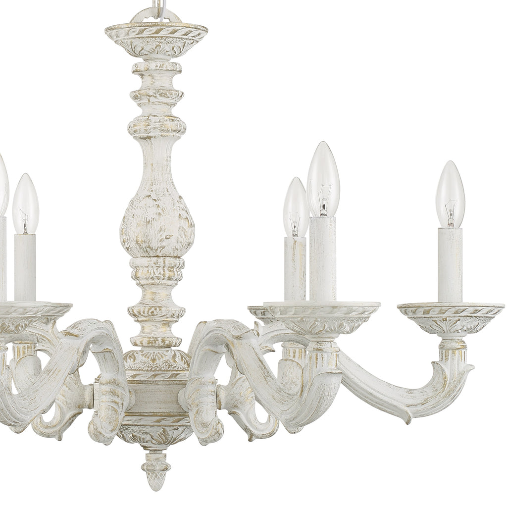 Crystorama Crystorama Paris Market 6 Light Antique White Chandelier
