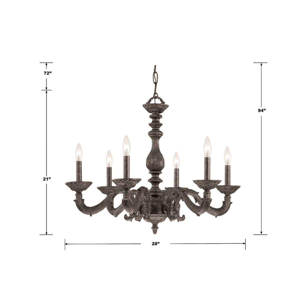 Crystorama Crystorama Paris Market 6 Light Venetian Bronze Chandelier