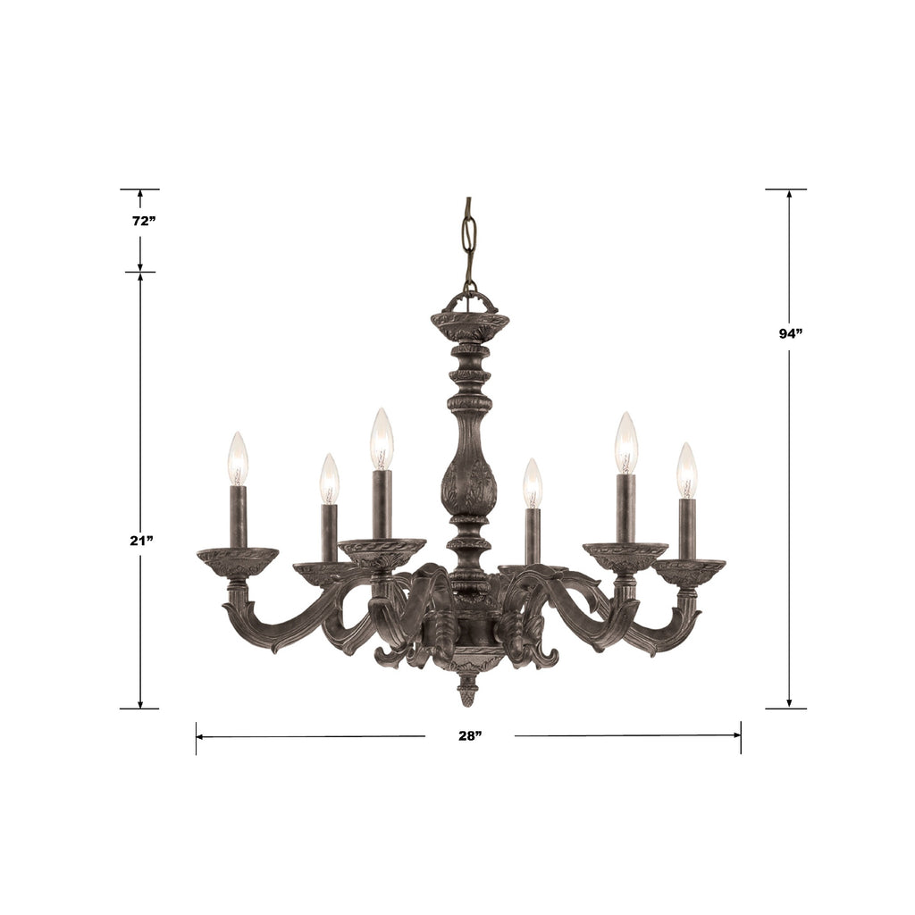 Crystorama Crystorama Paris Market 6 Light Venetian Bronze Chandelier