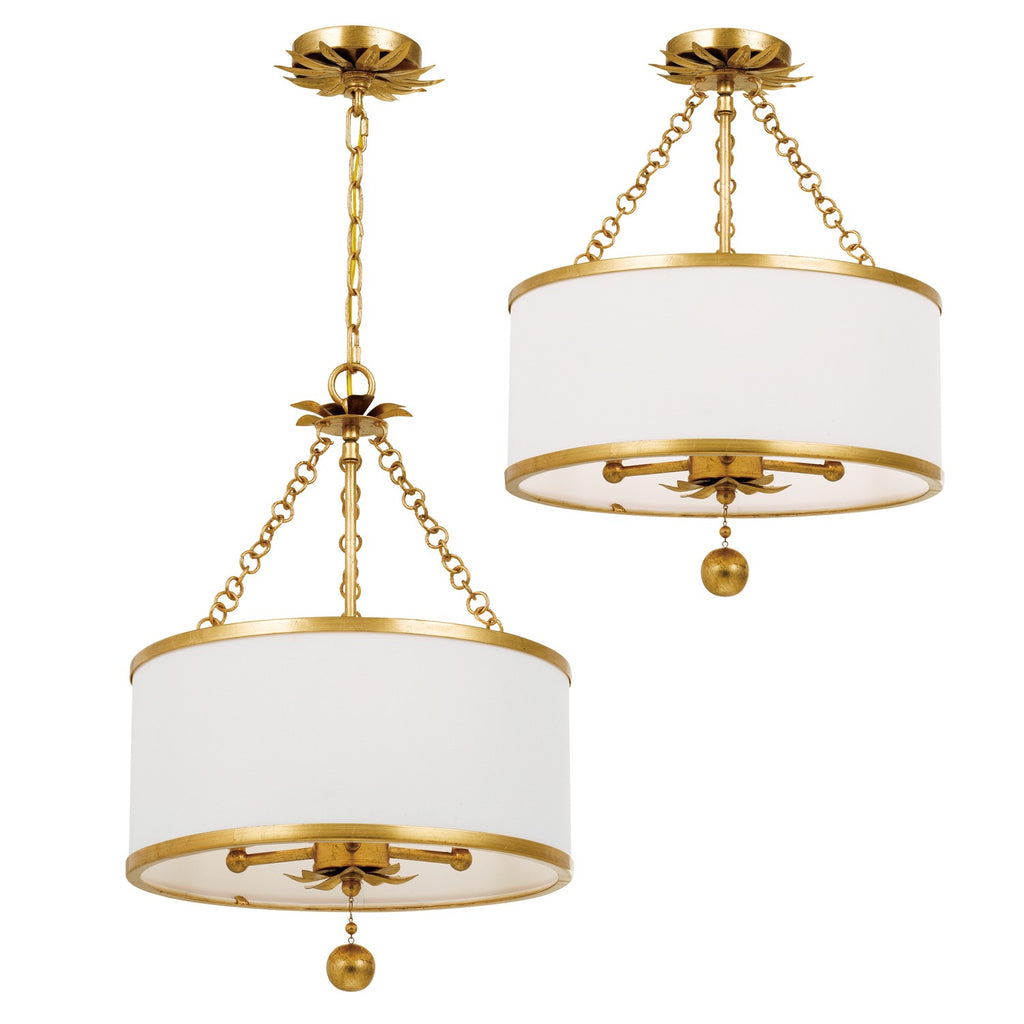 Crystorama Crystorama Broche 3 Light Antique Gold Mini Chandelier