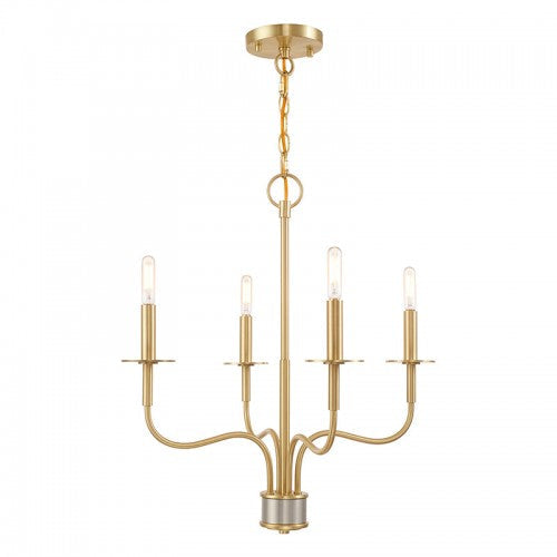 4 Light Satin Brass Chandelier Livex