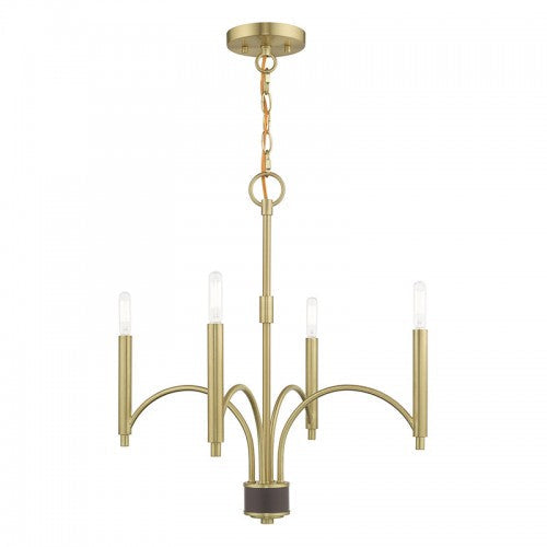 4 Light Satin Brass Chandelier Livex