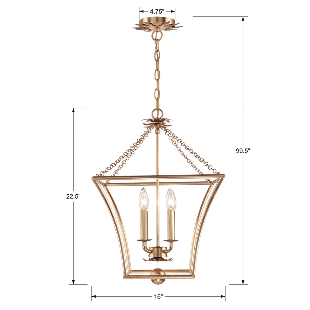 Crystorama Crystorama Broche 4 Light Antique Gold Mini Chandelier