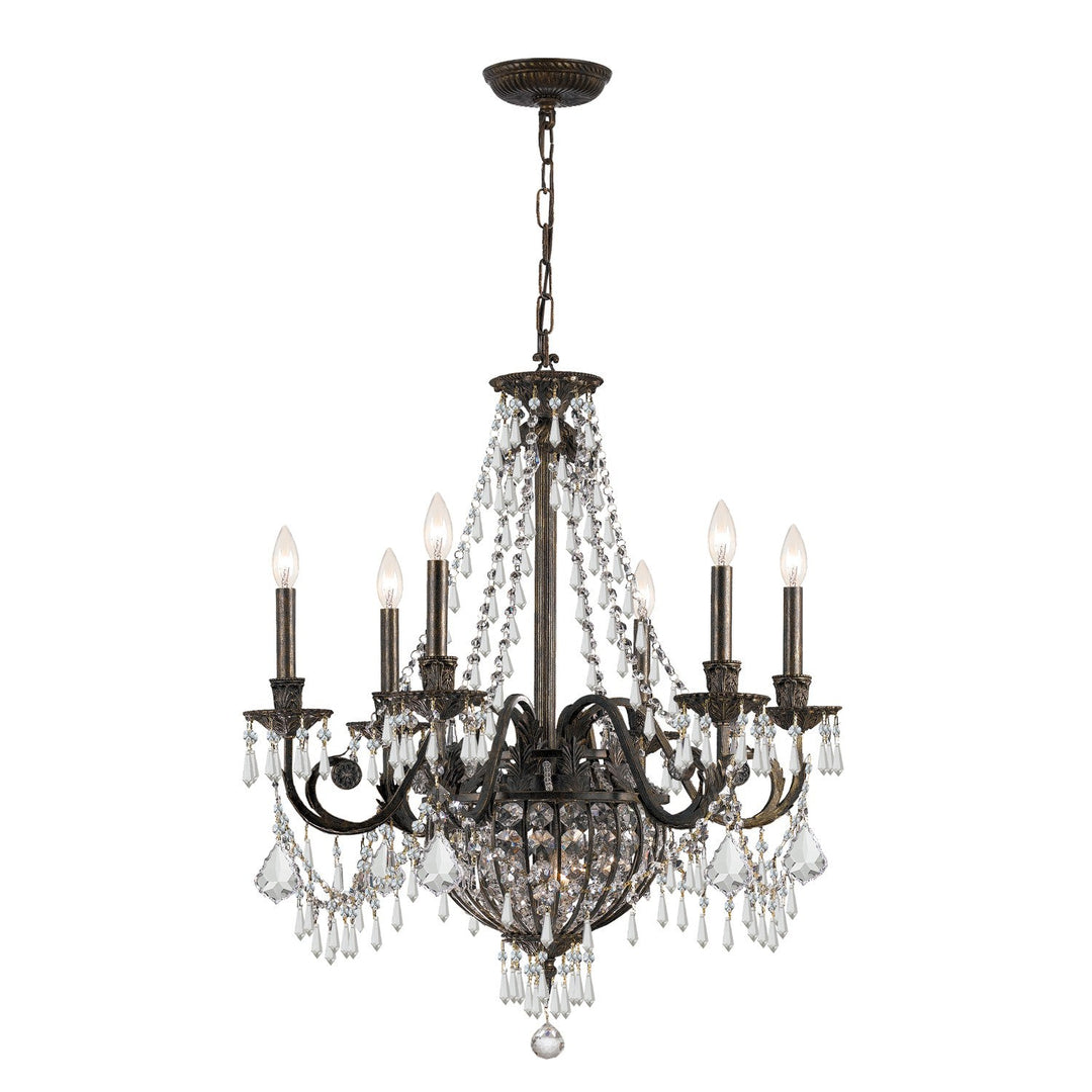 Crystorama Crystorama Vanderbilt 6 Light Hand Cut Crystal English Bronze Chandelier