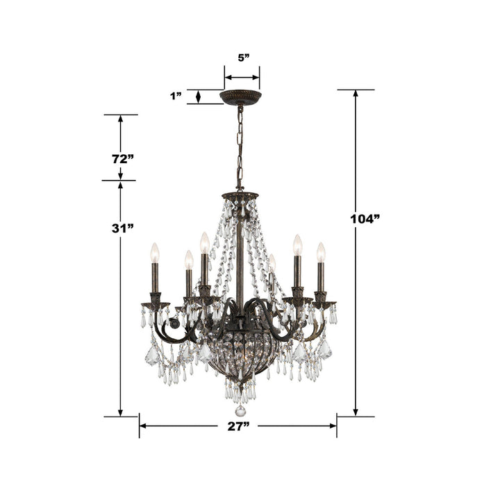 Crystorama Crystorama Vanderbilt 6 Light Hand Cut Crystal English Bronze Chandelier