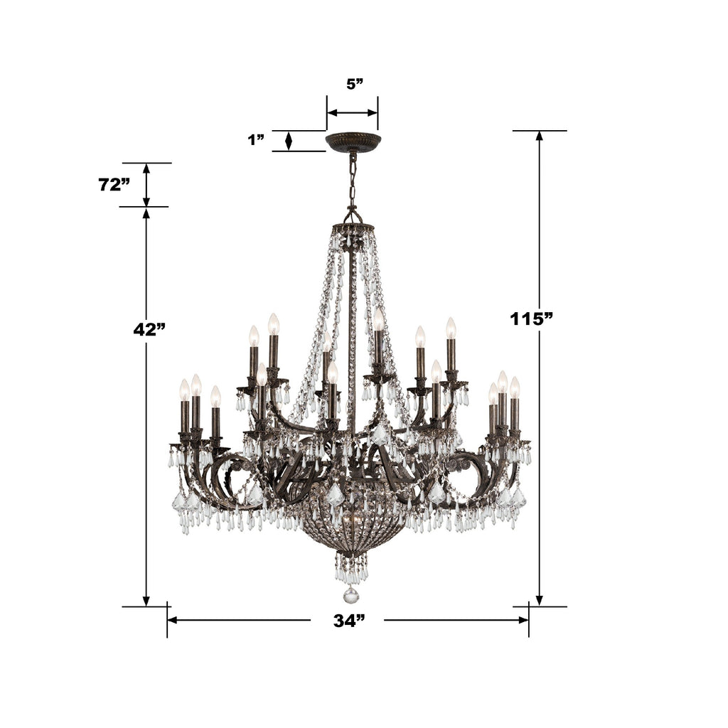 Crystorama Crystorama Vanderbilt 23 Light Hand Cut Crystal English Bronze Chandelier
