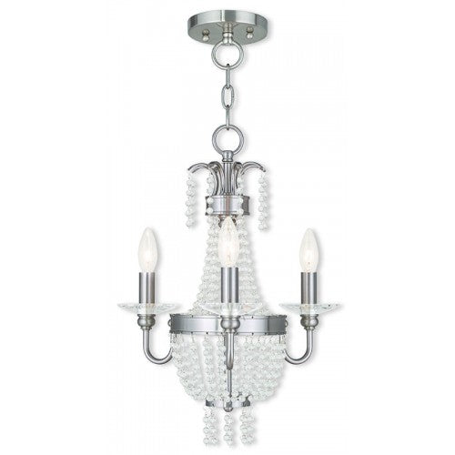 3 Light Brushed Nickel Chandelier/Ceiling Mount Livex