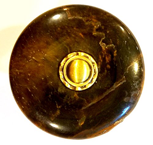 COPPER MOUNTAIN HARDWARE Tiger Eye Stone Cabinet and Furniture Knob in Antique Brass