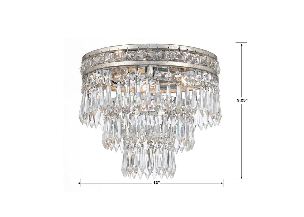 Crystorama Crystorama Mercer 3 Light Hand Cut Crystal Olde Silver Flush Mount