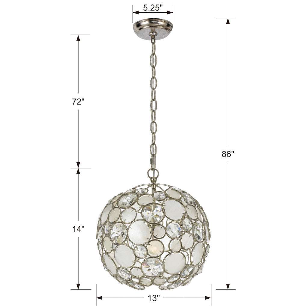 Crystorama Crystorama Palla 1 Light Antique Silver Sphere Pendant