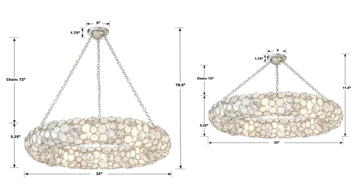Crystorama Crystorama Palla 8 Light Antique Silver Chandelier