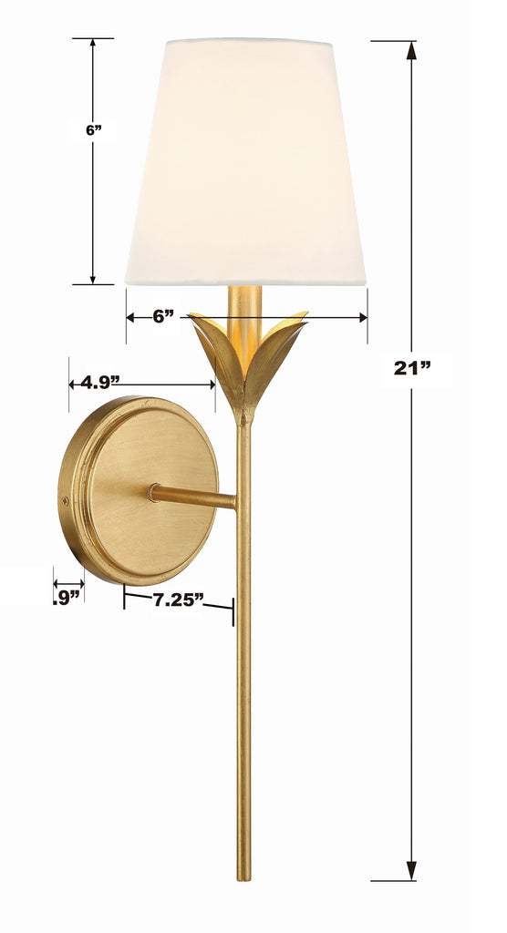 Crystorama Crystorama Broche 1 Light Antique Gold Sconce