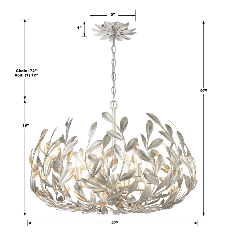Crystorama Crystorama Broche 6 Light Antique Silver Chandelier