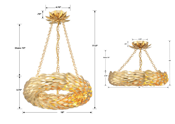 Crystorama Crystorama Broche 6 Light Antique Gold Chandelier