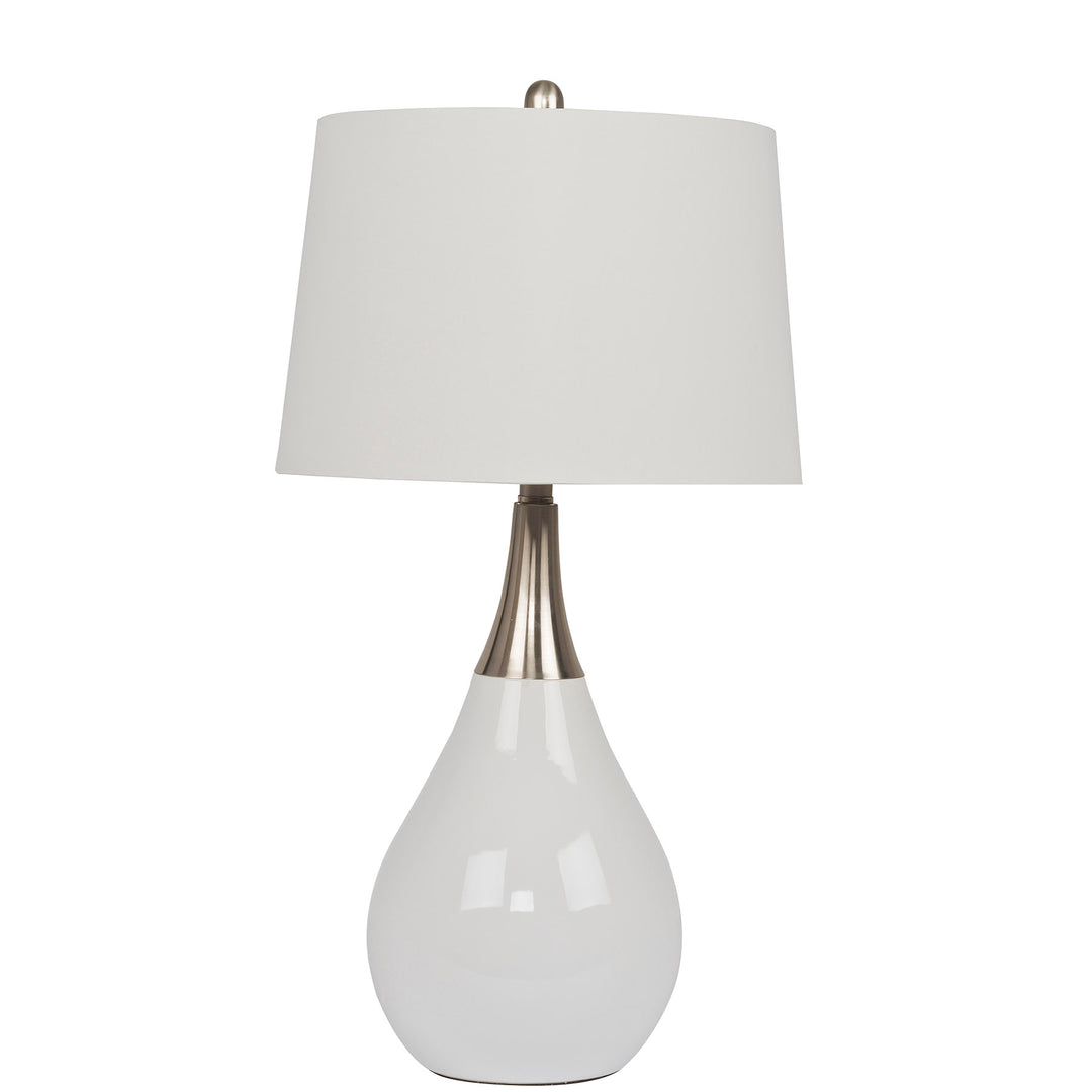 1 Light Metal/Poly Base Table Lamp in White/Brushed Nickel CRAFTMADE