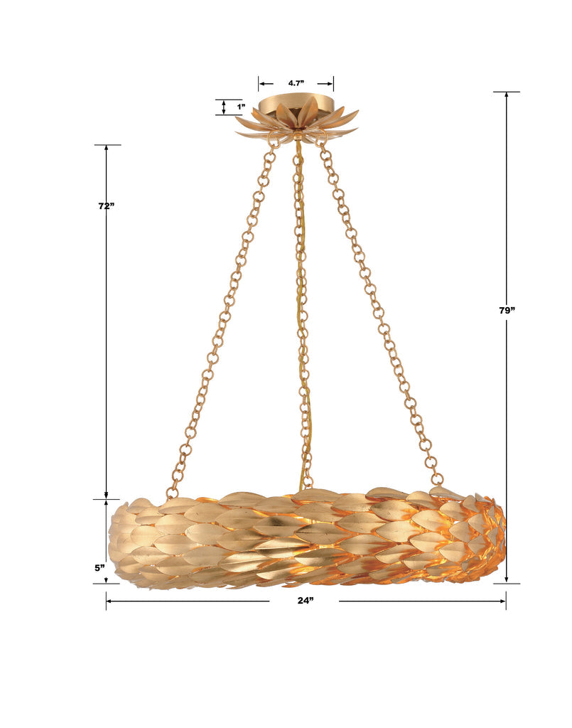 Crystorama Crystorama Broche 6 Light Antique Gold Chandelier