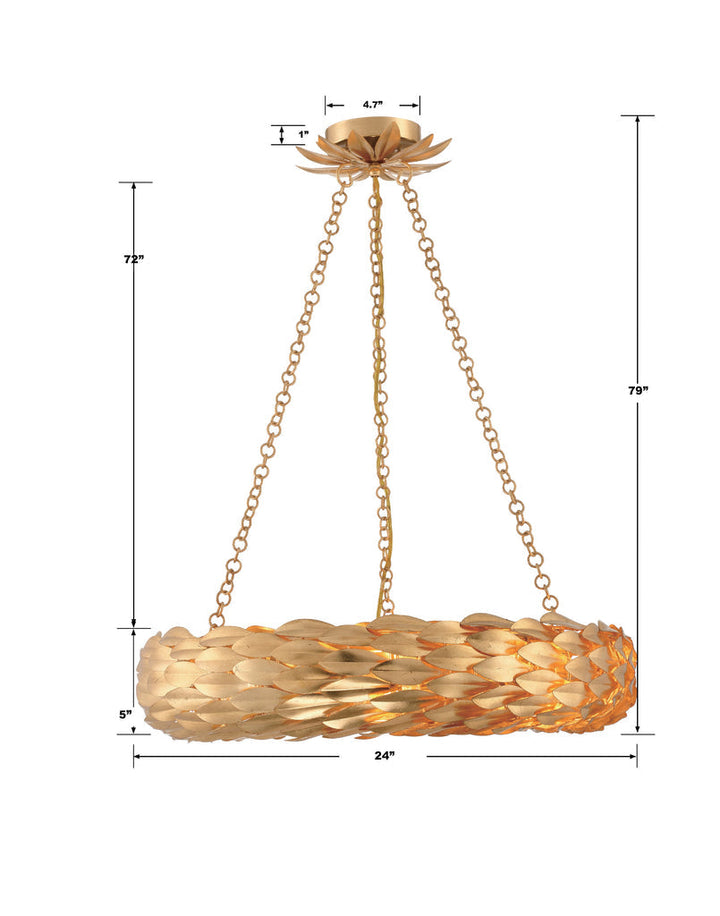 Crystorama Crystorama Broche 6 Light Antique Gold Chandelier