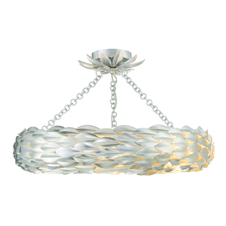 Broche 6 Light Antique Silver Semi Flush Mount Crystorama