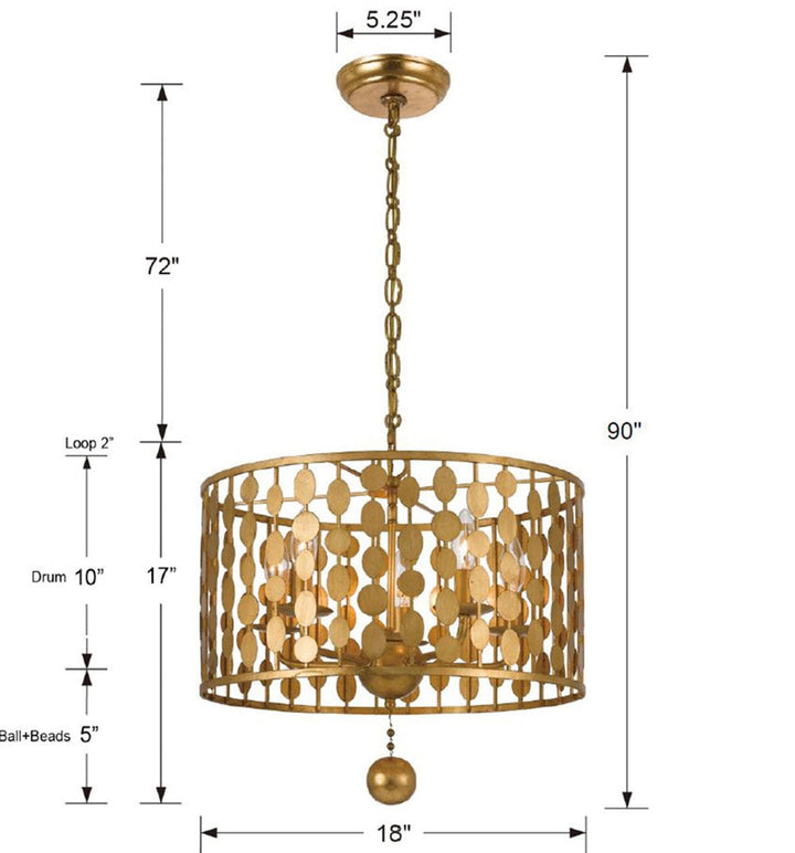 Crystorama Crystorama Layla 5 Light Antique Gold Chandelier