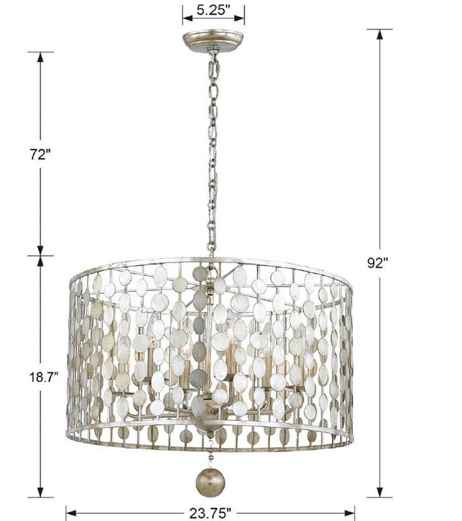 Crystorama Crystorama Layla 6 Light Antique Silver Chandelier