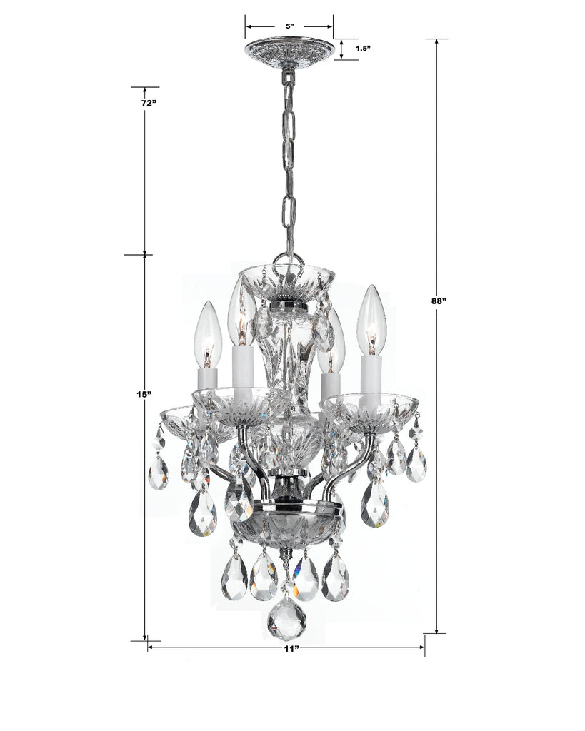 Crystorama Crystorama Traditional Crystal 4 Light Hand Cut Crystal Polished Chrome Mini Chandelier