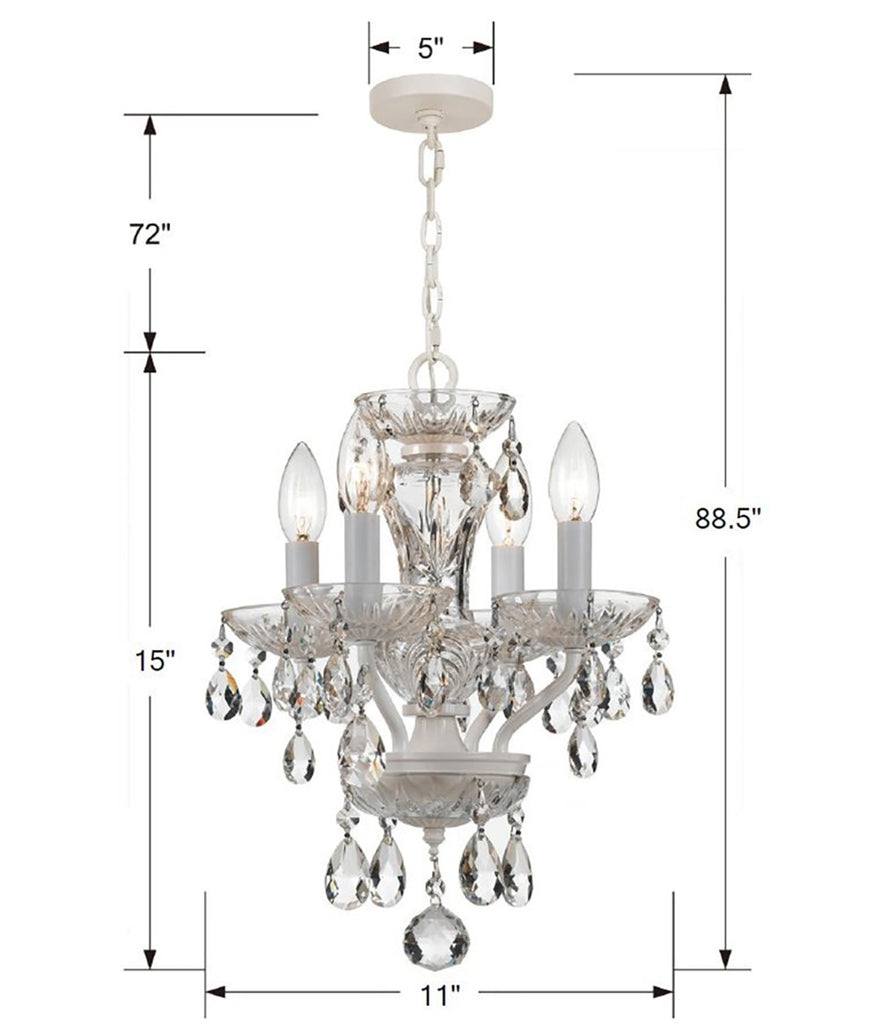 Crystorama Crystorama Traditional Crystal 4 Light Clear Italian Crystal Wet White Mini Chandelier
