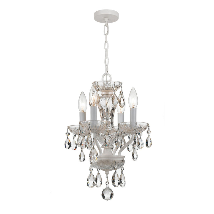 Crystorama Crystorama Traditional Crystal 4 Light Hand Cut Crystal Wet White Mini Chandelier