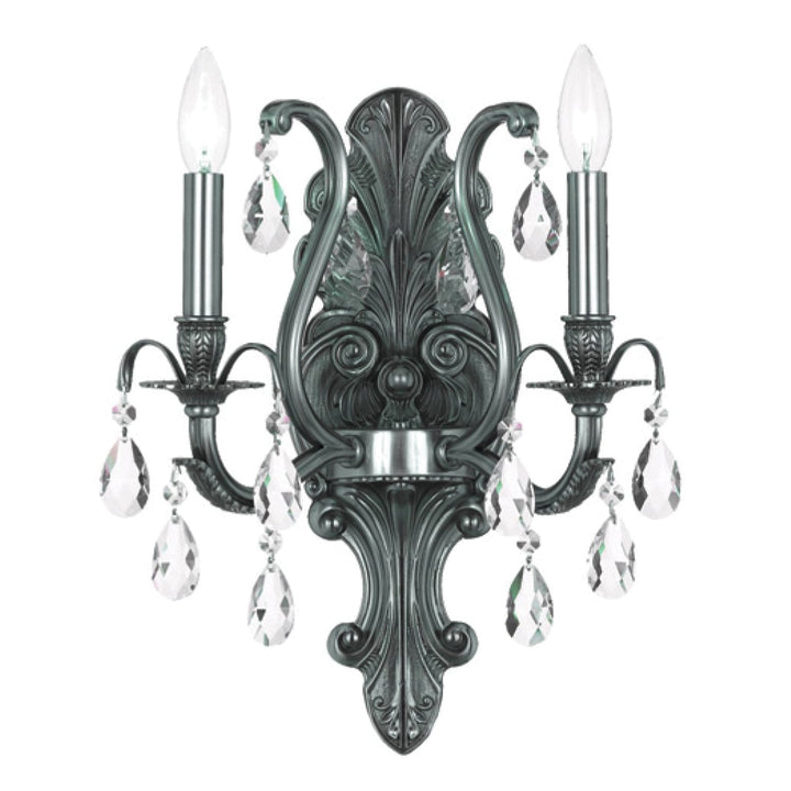 Dawson 2 Light Hand Cut Crystal Pewter Sconce Crystorama