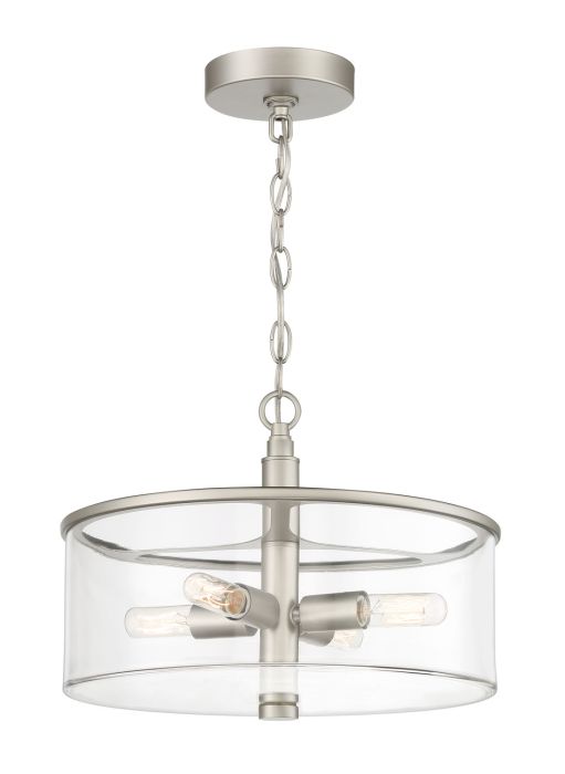 ##Antique Hardware## Hailie 4 Light Convertible Semi Flush in Satin Nickel