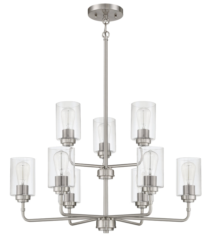 ##Antique Hardware## Stowe 9 Light Chandelier in Brushed Polished Nickel