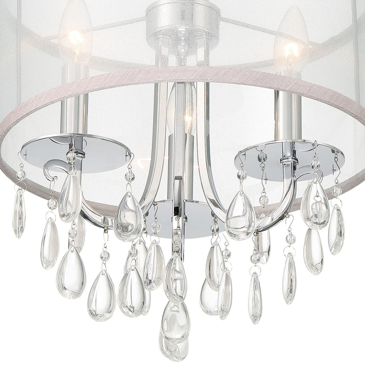 Crystorama Crystorama Hampton 3 Light Polished Chrome Clear Crystal Drum Shade Mini Chandelier