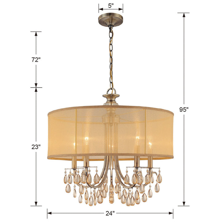 Crystorama Crystorama Hampton 5 Light Drum Shade Antique Brass Chandelier