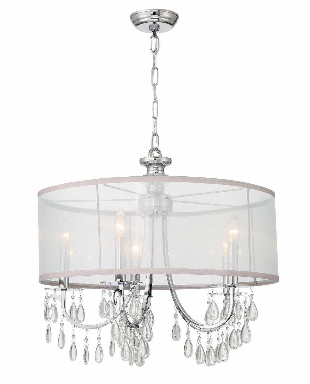 Crystorama Crystorama Hampton 5 Light Drum Shade Polished Chrome Chandelier
