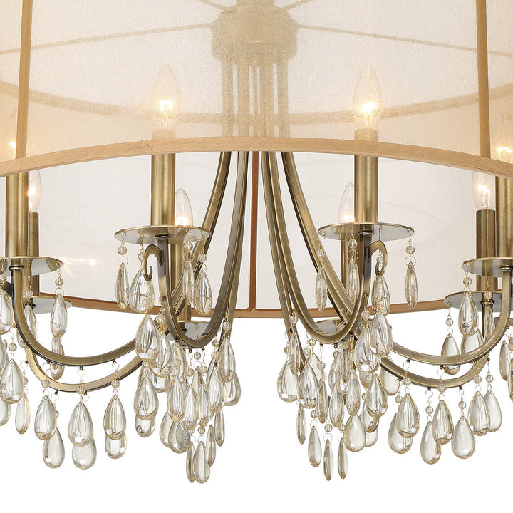 Crystorama Crystorama Hampton 8 Light Drum Shade Antique Brass Chandelier