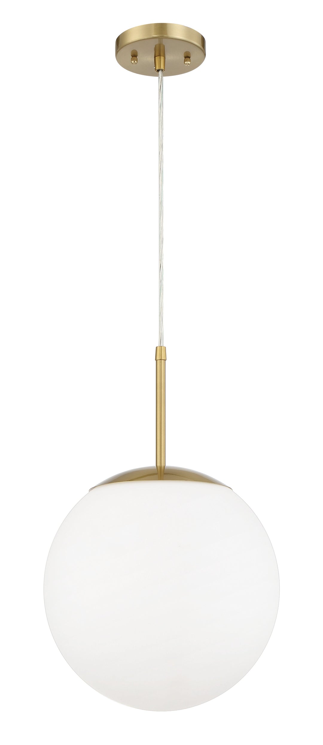 ##Antique Hardware## Gaze 1 Light 12" Pendant in Satin Brass (White Glass)