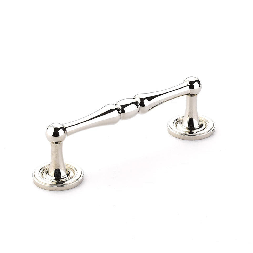 4 1/2 Inch (4 Inch c-c) Atherton Pull with Plain Footplates (Polished Nickel Finish) SCHAUB