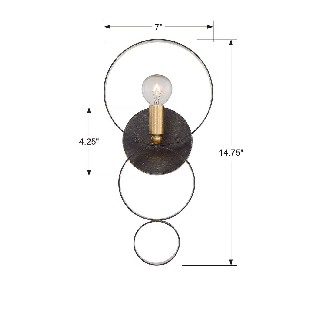 Crystorama Crystorama Luna 1 Light English Bronze + Antique Gold Sphere Sconce