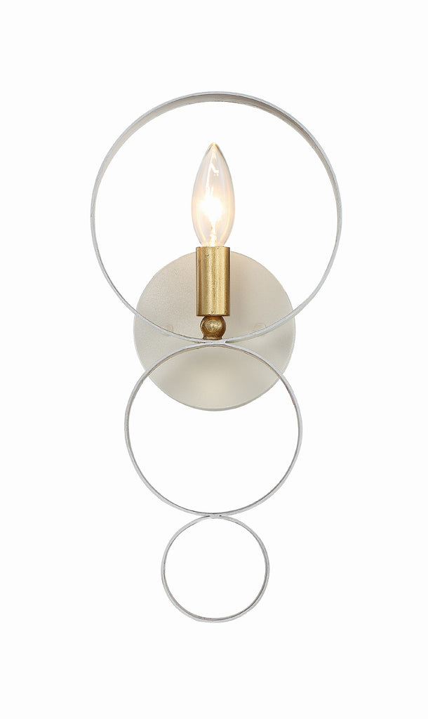 Luna 1 Light Matte White + Antique Gold Sphere Sconce Crystorama