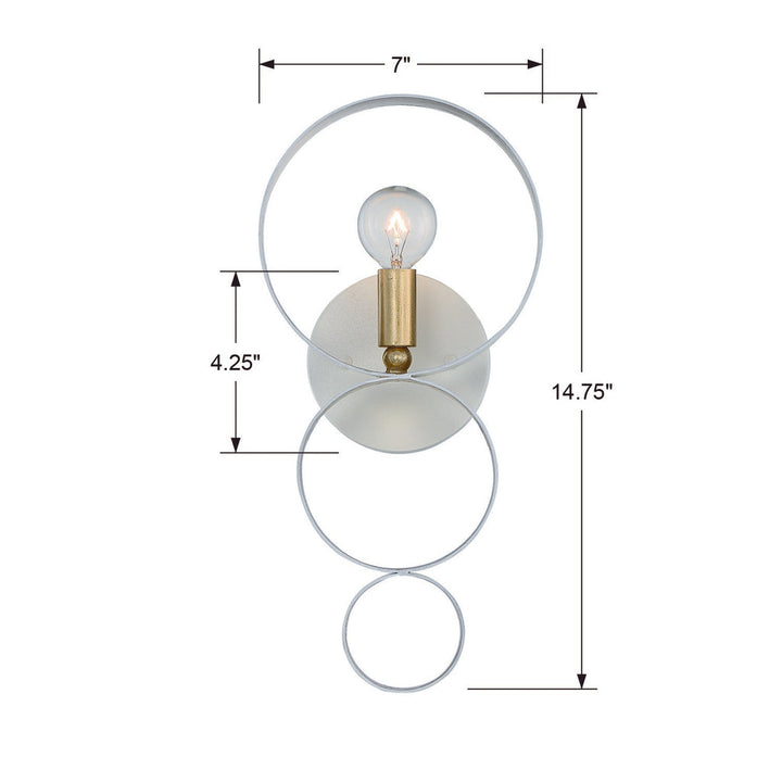 Luna 1 Light Matte White + Antique Gold Sphere Sconce Crystorama