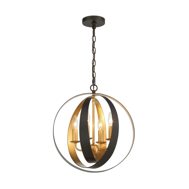 Crystorama Crystorama Luna 4 Light English Bronze + Antique Gold Sphere Mini Chandelier