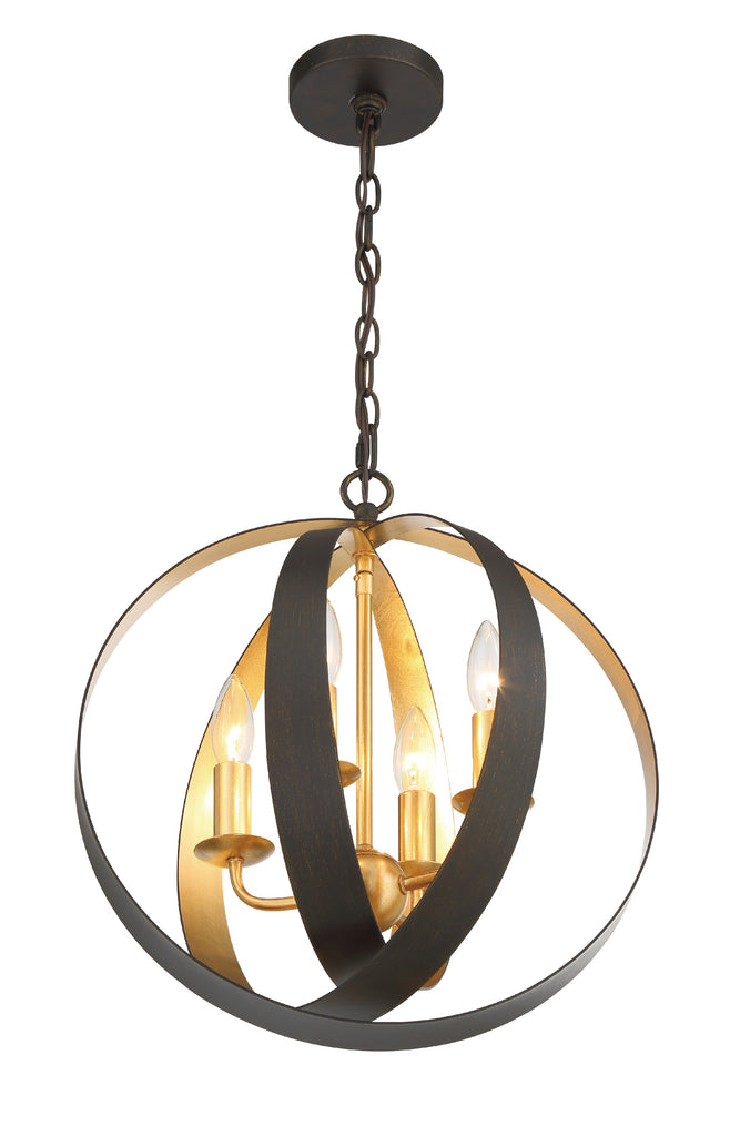 Crystorama Crystorama Luna 4 Light English Bronze + Antique Gold Sphere Mini Chandelier