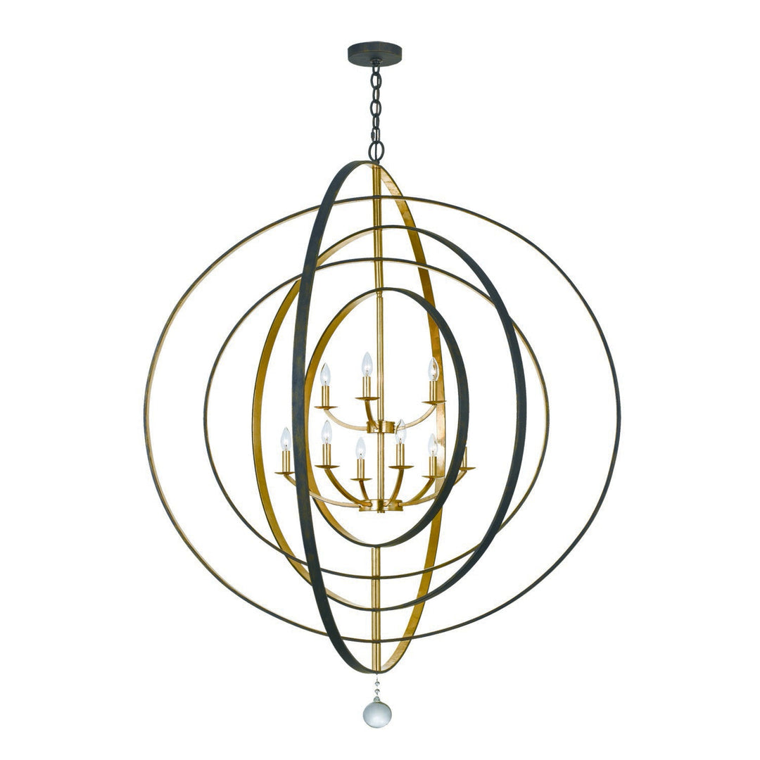 Crystorama Crystorama Luna 9 Light English Bronze + Antique Gold Chandelier
