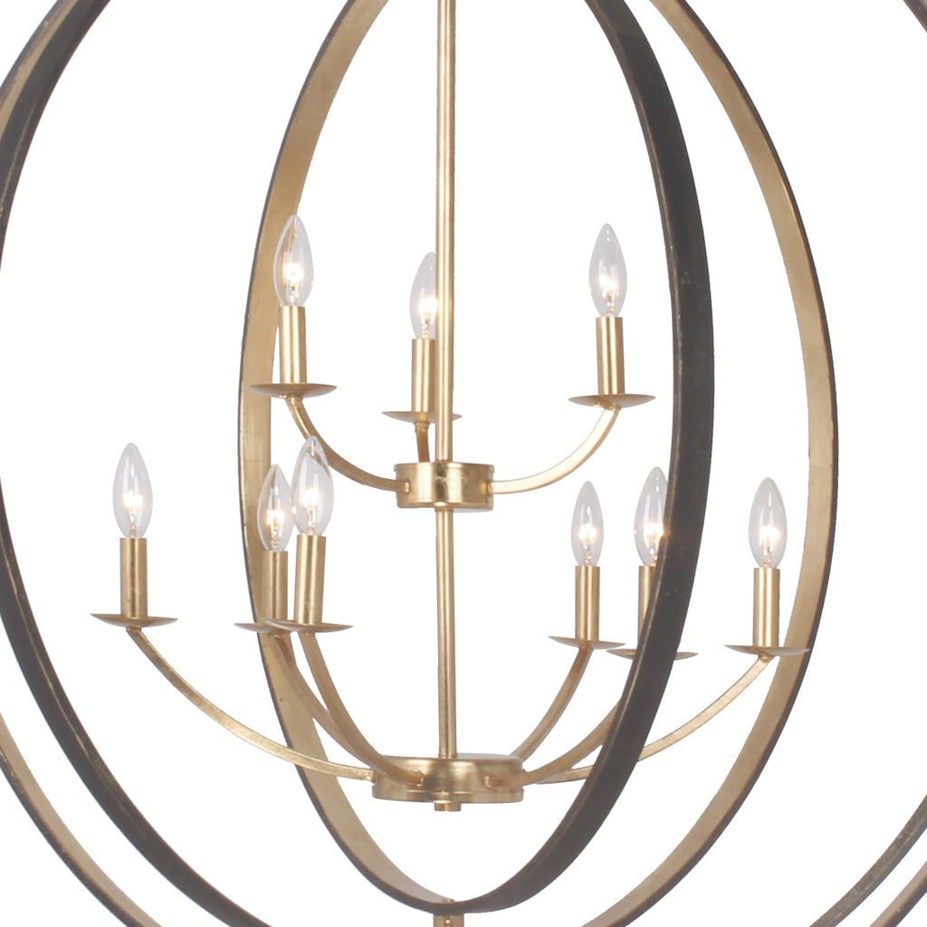 Crystorama Crystorama Luna 9 Light English Bronze + Antique Gold Chandelier