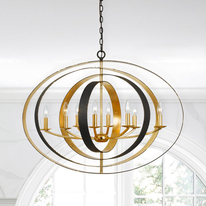 Crystorama Crystorama Luna 8 Light English Bronze + Antique Gold Oval Chandelier