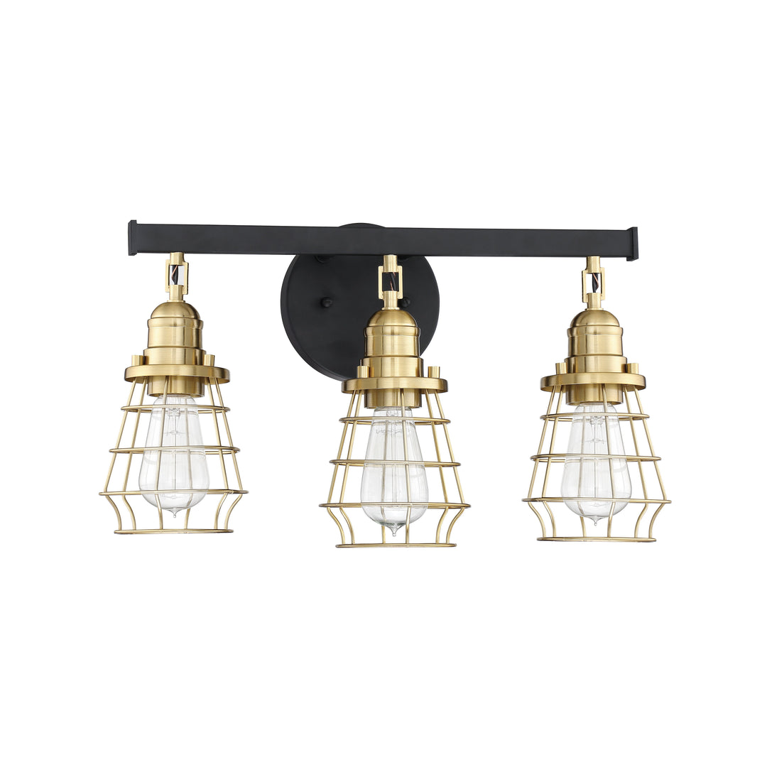 Thatcher 3 Light Vanity in Flat Black/Satin Brass CRAFTMADE