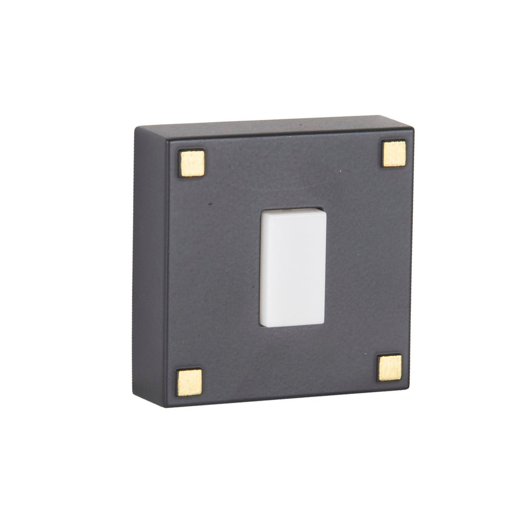 Surface Mount LED Lighted Push Button in Flat Black w/ Satin Brass Accents CRAFTMADE