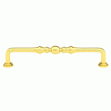 6 1/2 Inch (6 Inch c-c) Solid Brass Spindle Pull Polished Brass Finish EMTEK