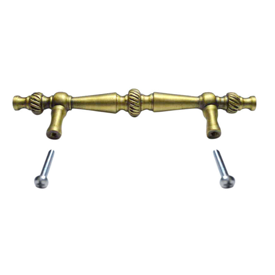 6 1/2 Inch Overall (4 Inch c-c) Solid Brass Georgian Pull (Antique Brass Finish) COPPER MOUNTAIN HARDWARE