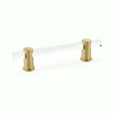 6 Inch (4 Inch c-c) Lumiere Acrylic Pull (Satin Brass Finish) SCHAUB