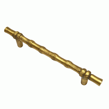 6 Inch Overall (4 1/2 Inch c-c) Japanese Bamboo Pull (Antique Brass Finish) COPPER MOUNTAIN HARDWARE